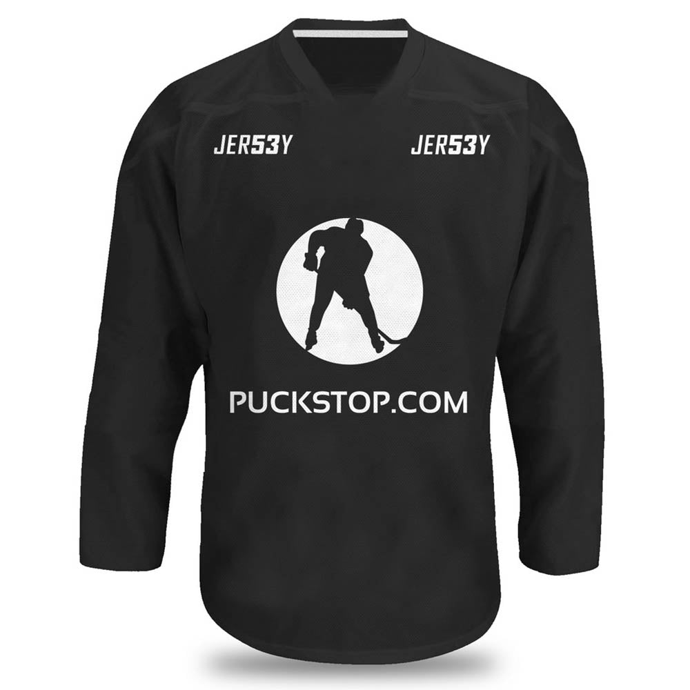 Puck Stop Logo Hockey Jersey Black Senior