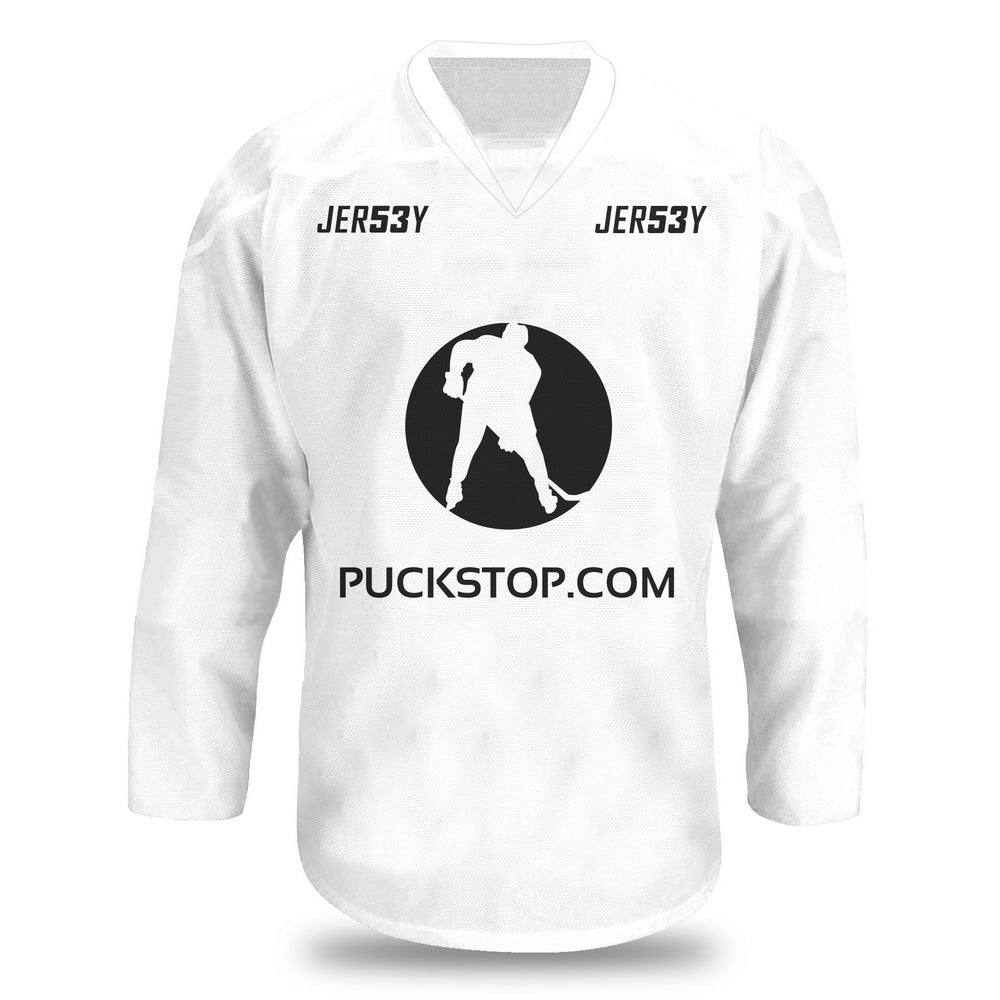 Puck Stop Logo Hockey Jersey White Junior