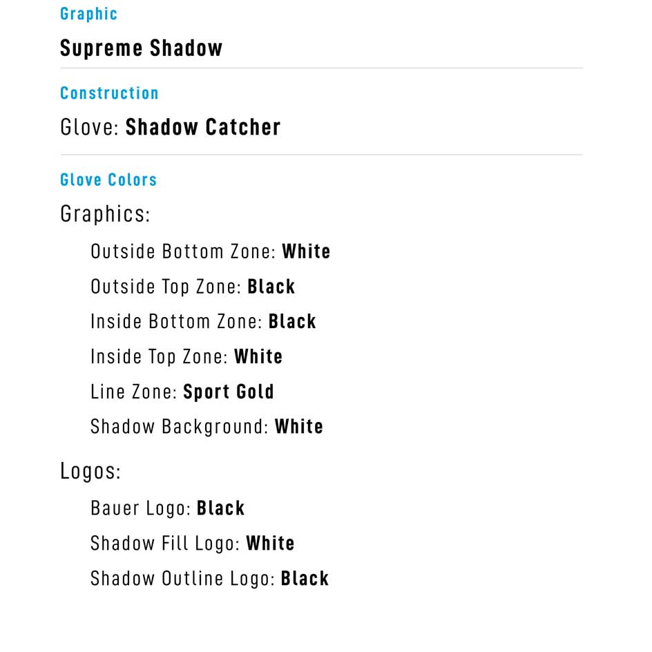 Bauer Supreme Shadow Pro Custom Goalie Catch Glove Senior