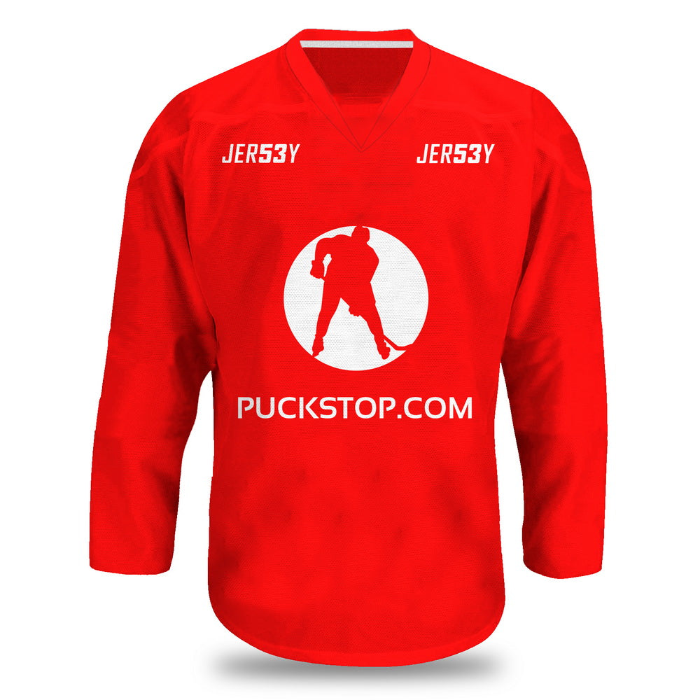 Puck Stop Logo Hockey Jersey Red Junior